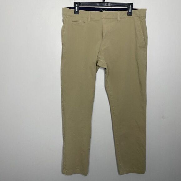 J CREW Pants Men 34 x 30 Khaki Slim-Fit 484 Tech Performance Cotton-Blend AW005 - Picture 1 of 14